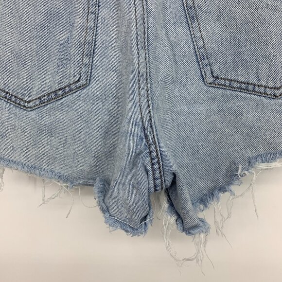 Pacsun Mom Shorts Blue Distressed Denim Fray Cutoff High Rise - Picture 13 of 16